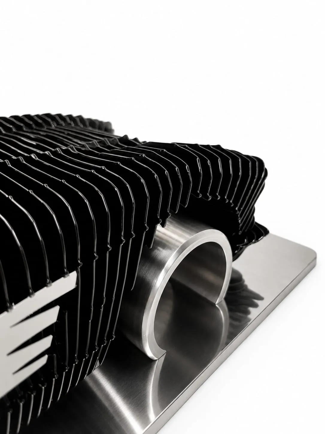 Layered steel ribs of the Corvette sculpture